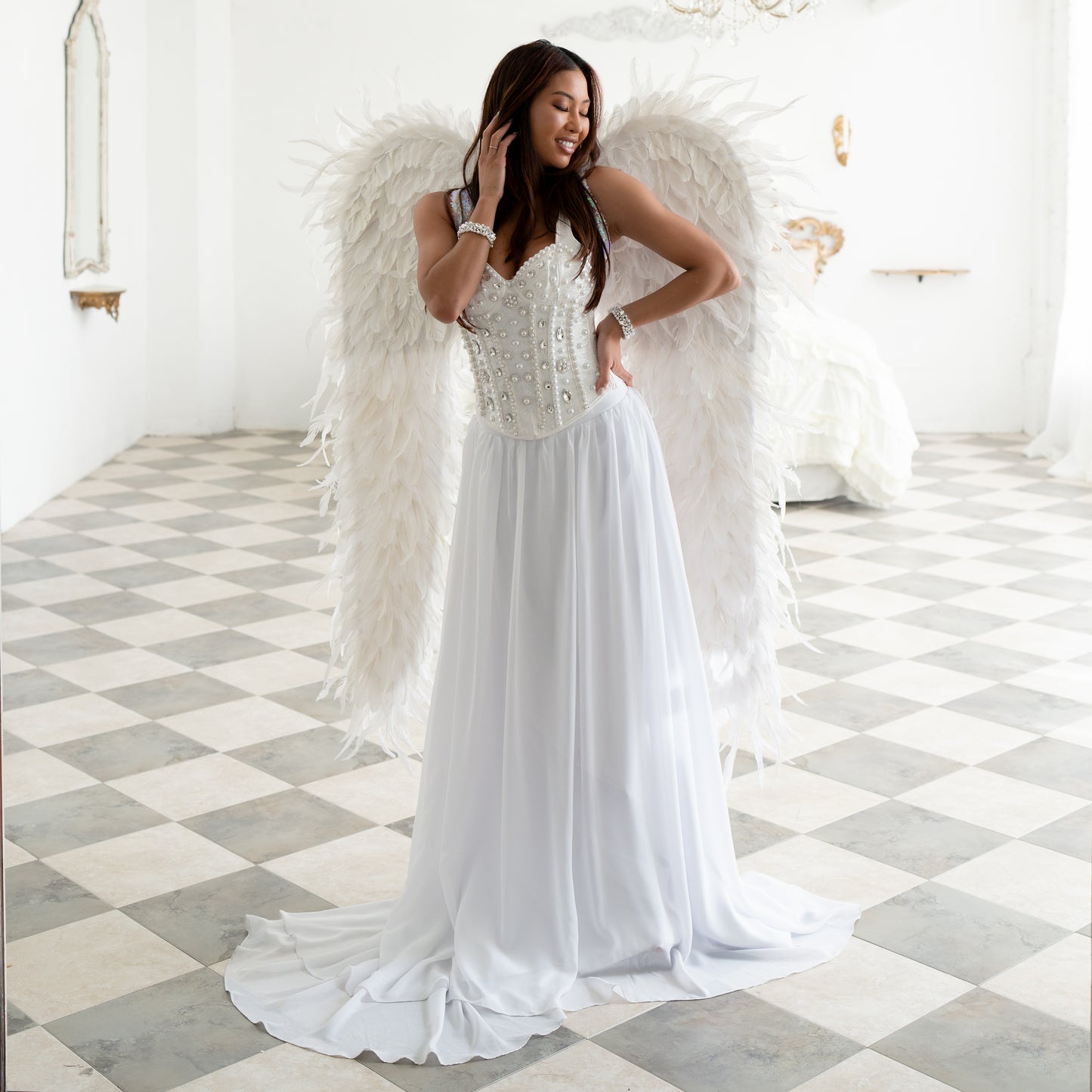 Huge White Angel Wings