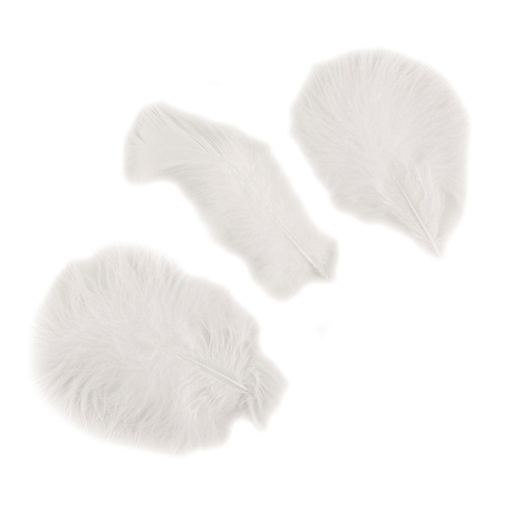 Loose Turkey Marabou Feathers 3-8" Dyed - White