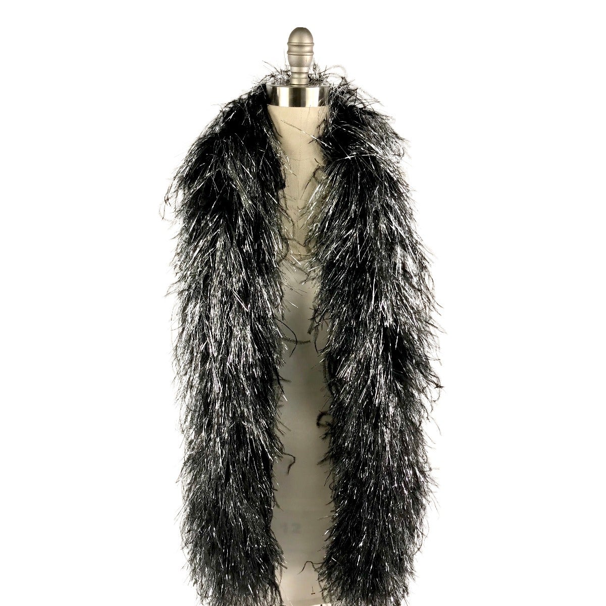 Three Ply Ostrich Feather Boa with Lurex - Black / Silver Lurex