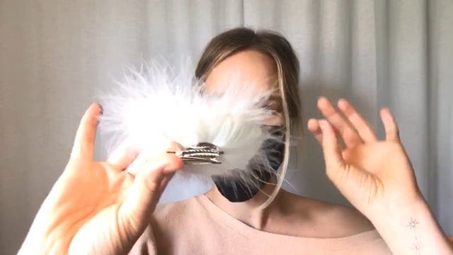 Feather Corsage-Coquile-Hackle - White