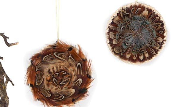 Heart Pheasant Disc Ornament Natural