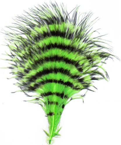 Turkey Marabou Stenciled - Chartreuse/Black