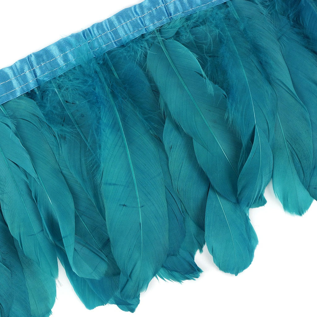 Parried Goose Pallet Feather Fringe - 6" - 1yd Aquamarine