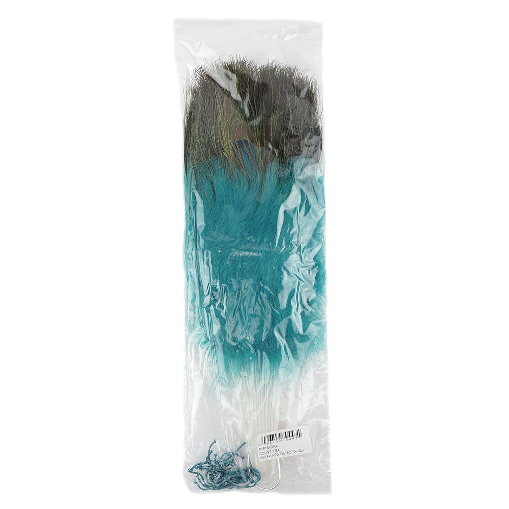 Marabou-Peacock Feather Fan - Dark Aqua