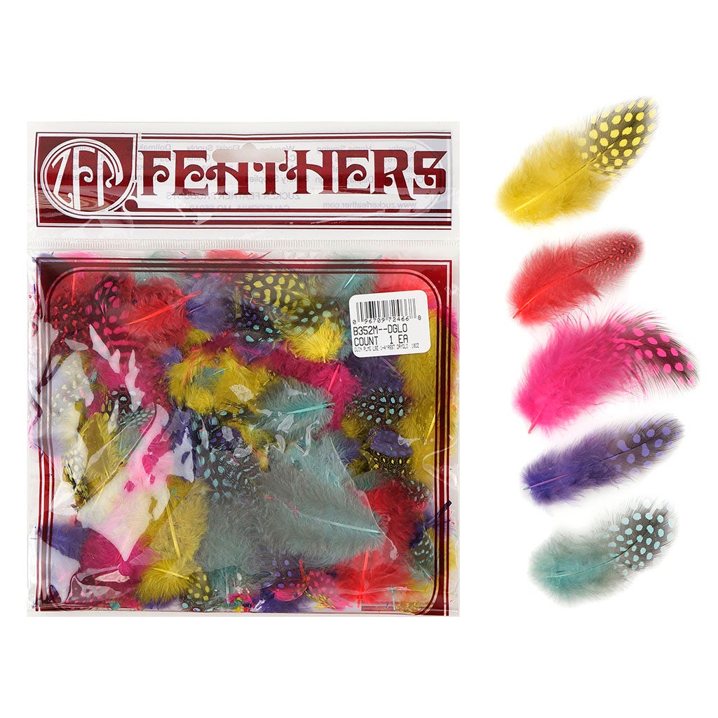 Loose Guinea Plumage Mix Dyed - Day Glo Mix