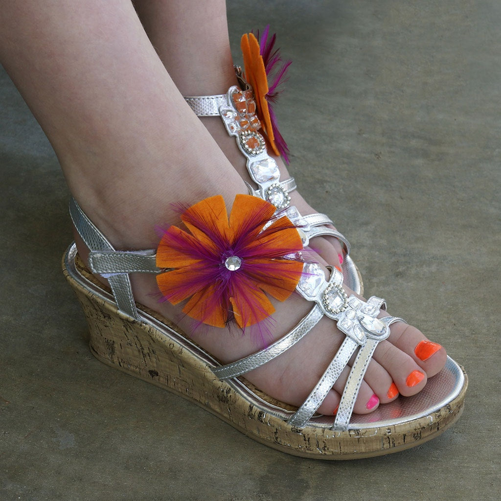 Feather Shoe Clip w/Marabou-Hackle-Felt - O/SP/VB