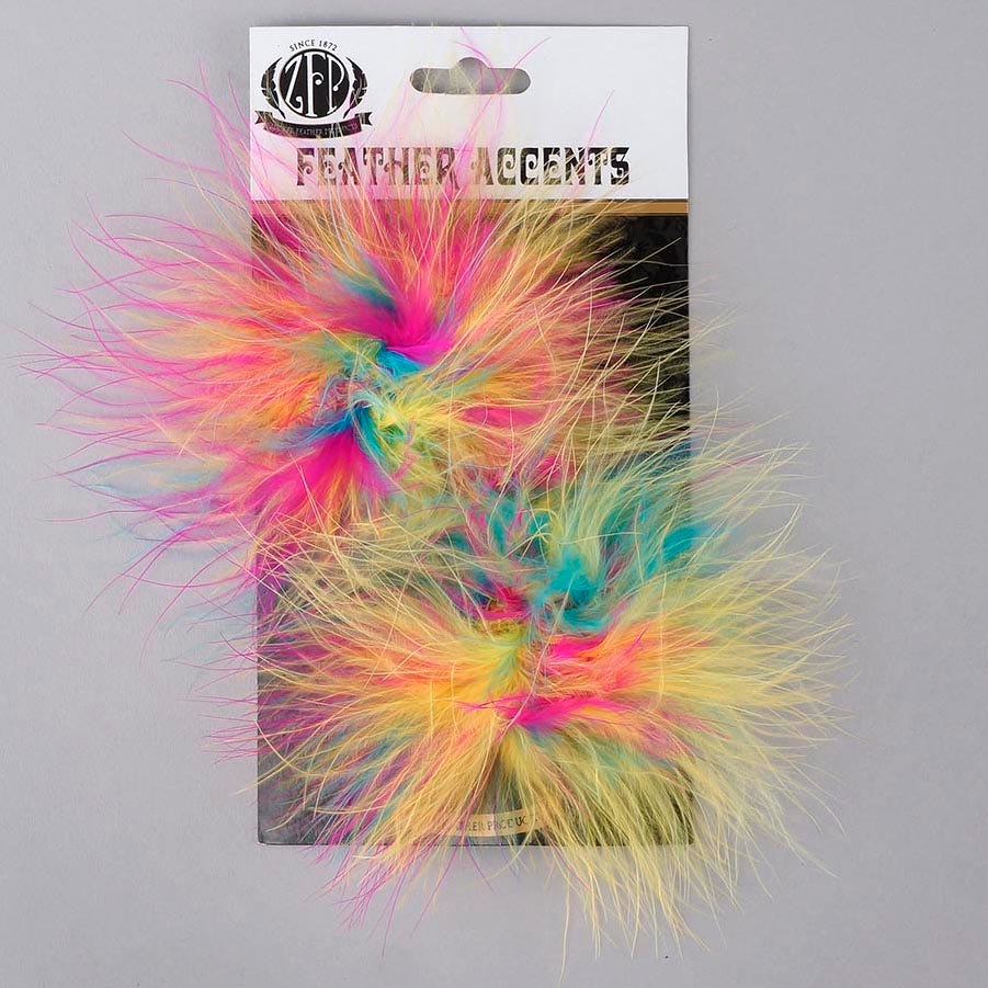 Feather Shoe Clip w/Multi Marabou - Hot Mix