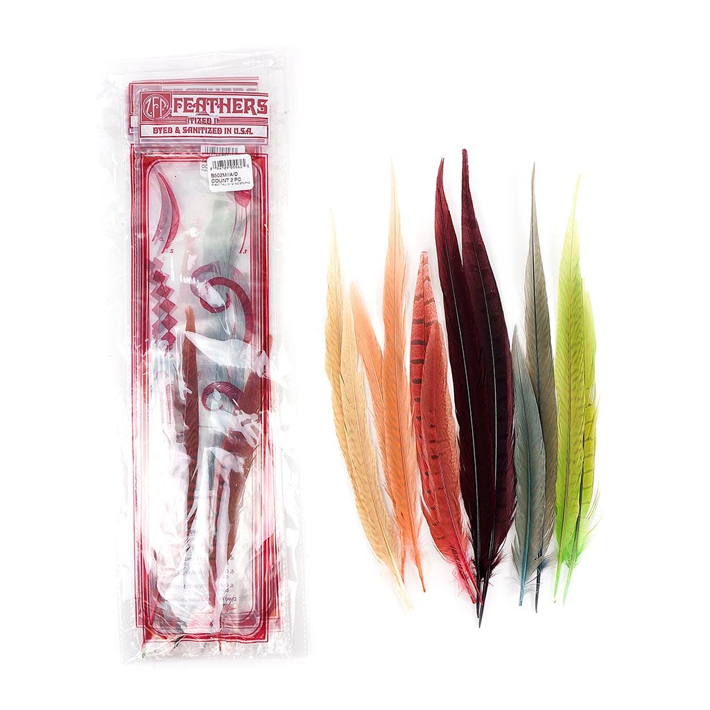 Pheasant Ringneck Tails Dyed - Designer Mix