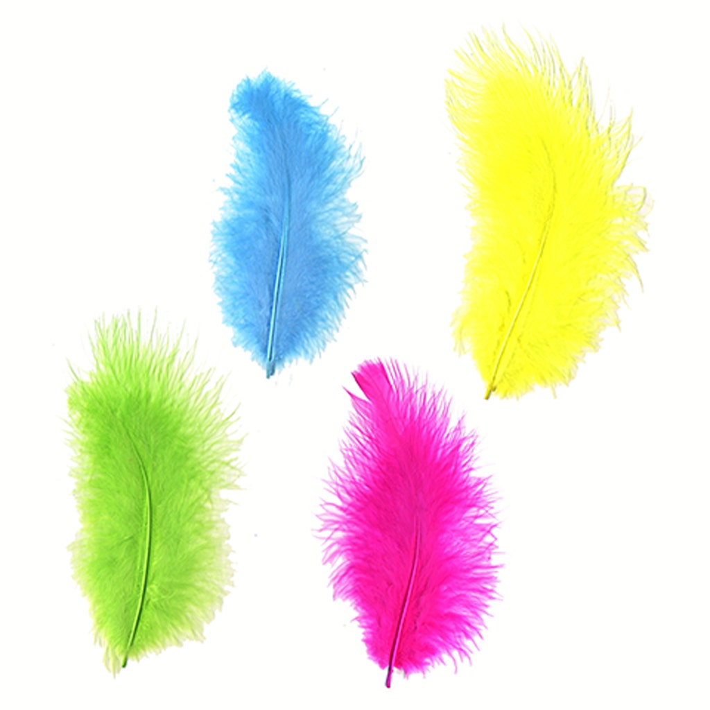 TURKEY MARABOU DYED LOOSE MIXED 3-8" - BRIGHT