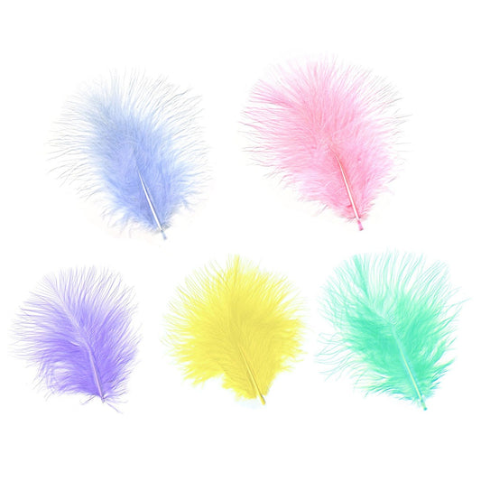 LOOSE MIXED DYED TURKEY MARABOU FEATHERS 1-4" - SPRING