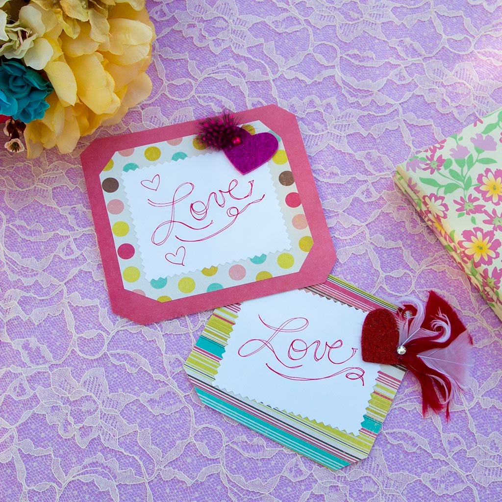 Glitter Heart Sticker w/Flat Candy Red and White - 2 pieces