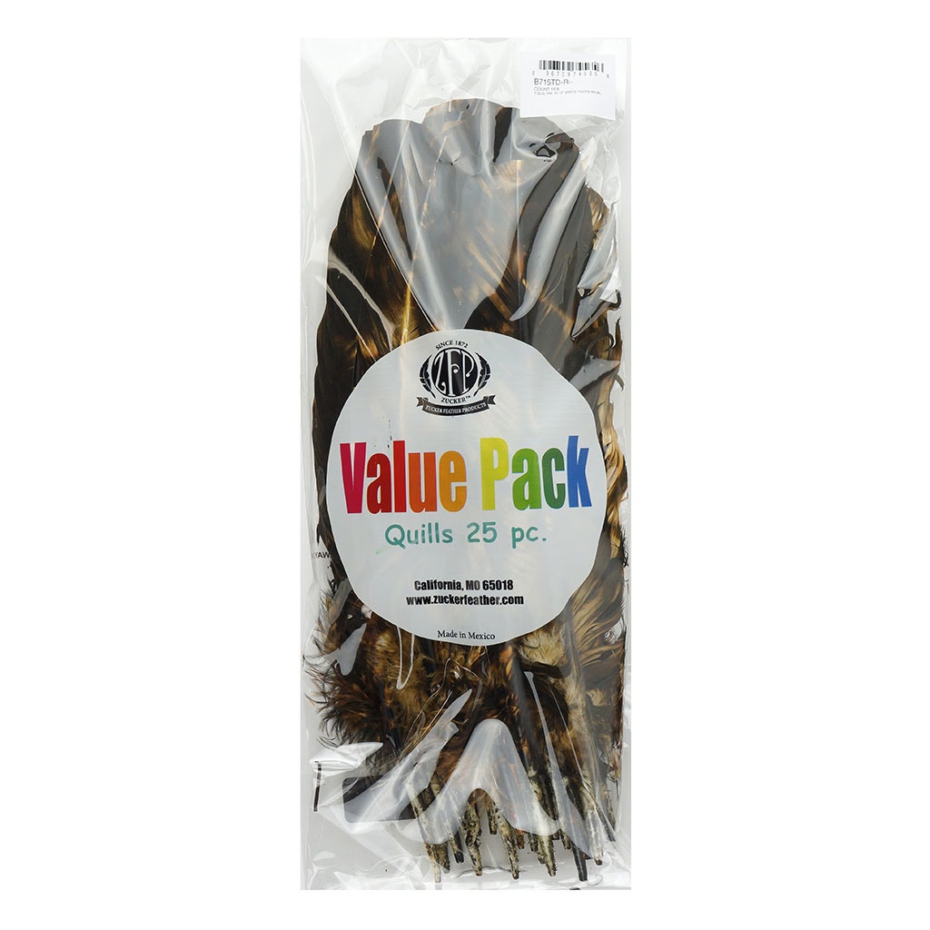 Turkey Quill Right Wing - Tie Dye - Beige & Brown