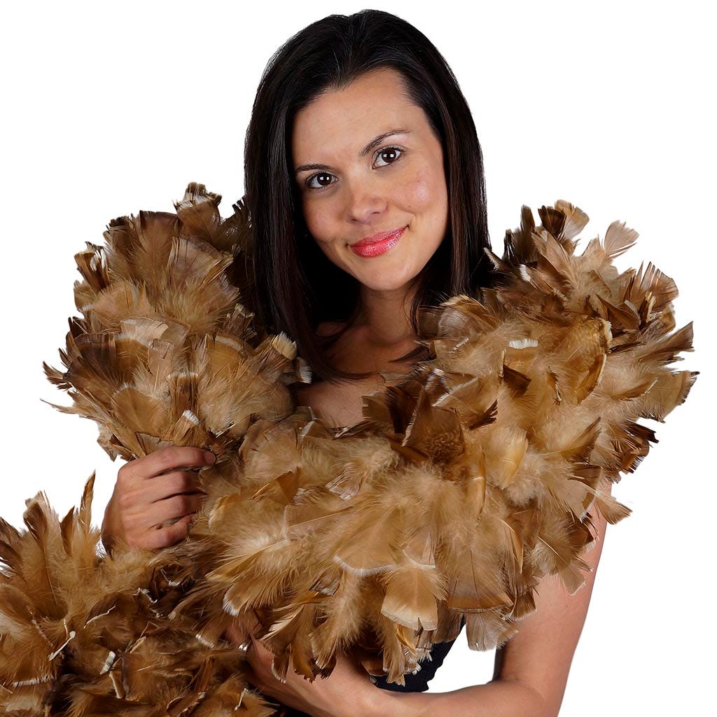 Turkey Ruff Feather Boa - Bleached Bronze - Beige