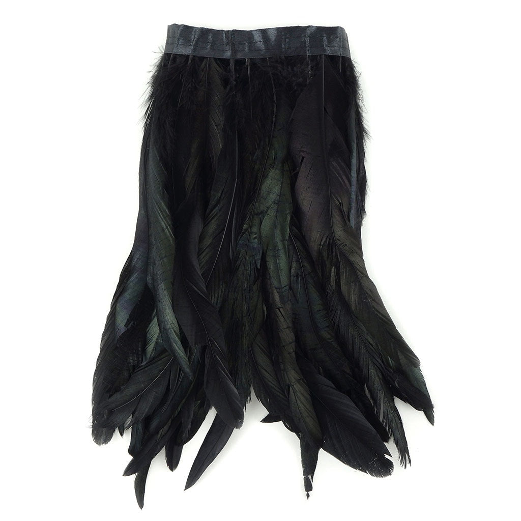 Half Bronze Rooster Coque Feather Fringe - 10 - 12" -  Black - Irid