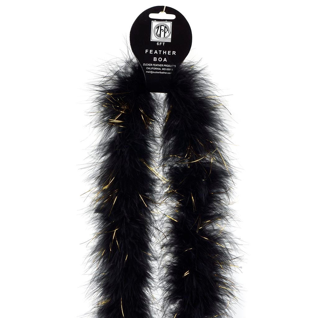 Full Marabou Feather Boa with Lurex - Black/Gold Lurex