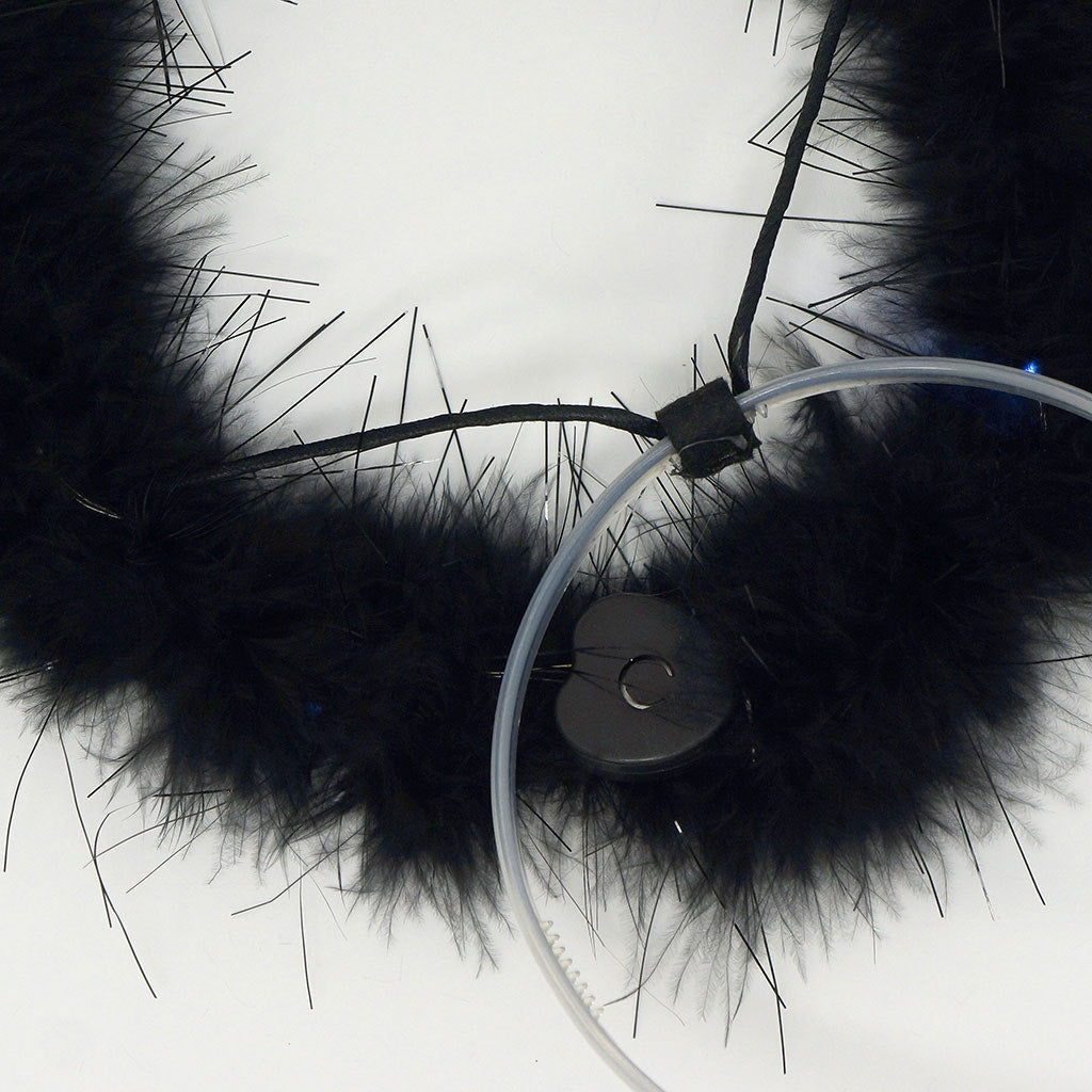 Marabou Feather Halo W/LED Lights Black W/Black Lurex