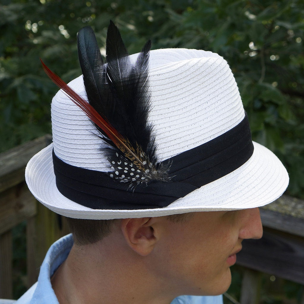 Hat Feather Trim With Black Rooster Coque and Guinea - Black Natural