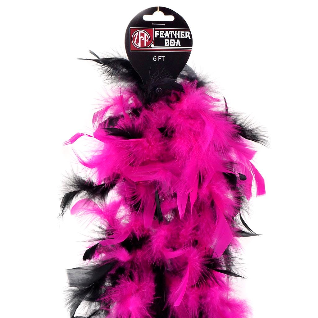 Chandelle Feather Boa - Lightweight - Black/Shocking Pink