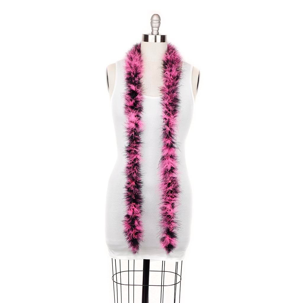 Marabou Feather Boa - Mediumweight - Pink Orient/Black