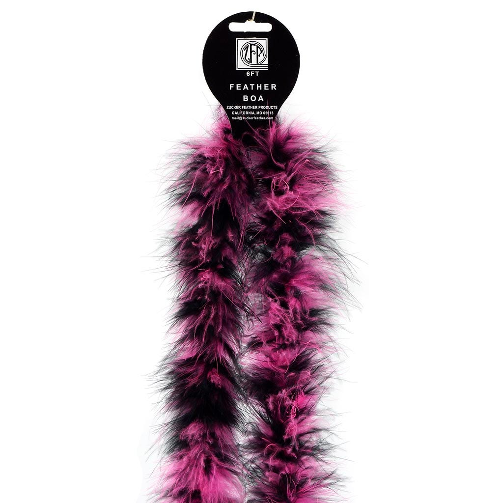 Marabou Feather Boa - Mediumweight - Pink Orient/Black