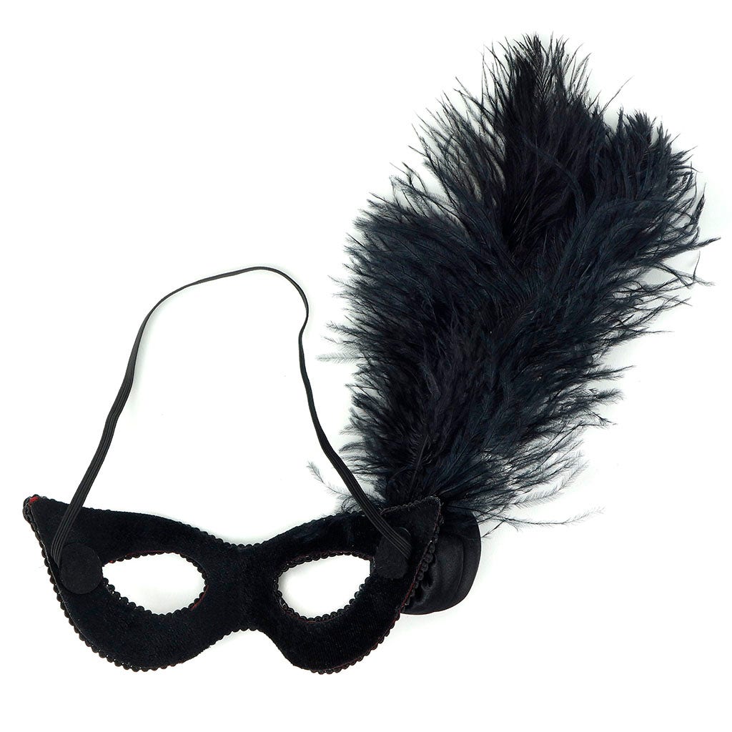 Can Can Mask w/Ostrich Feathers BL-R