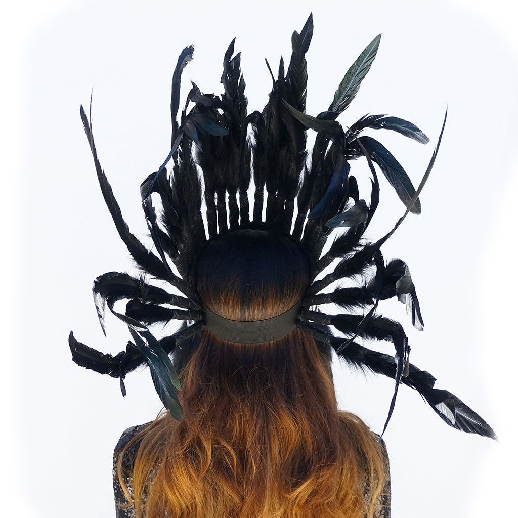 Tribal Style Feather Headdress - Black