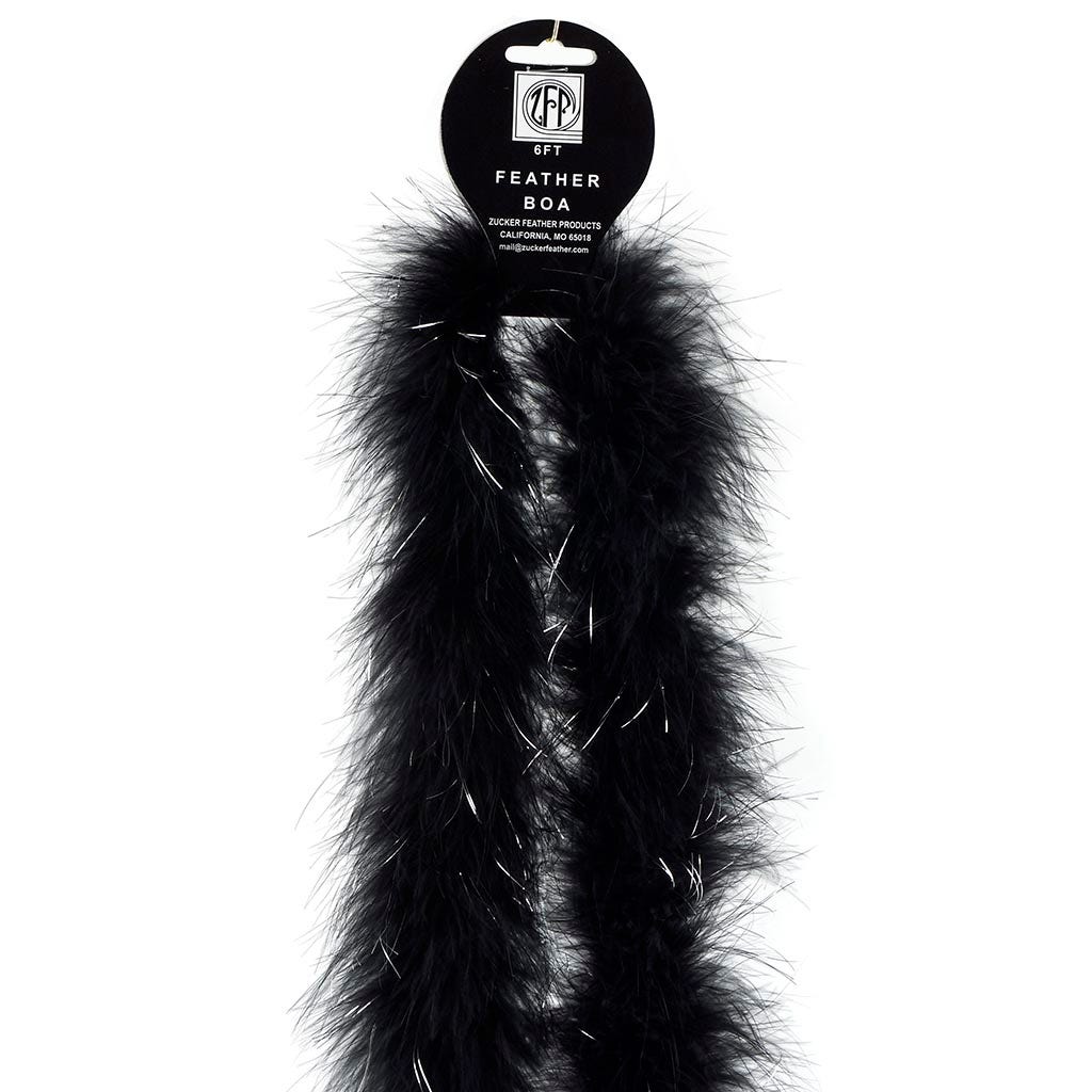 Marabou Boa with Lurex - Mediumweight - Black/Silver Lurex