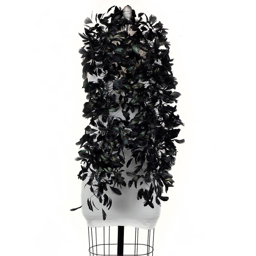 Stripped Coque Feather Boa - Black Iridescent