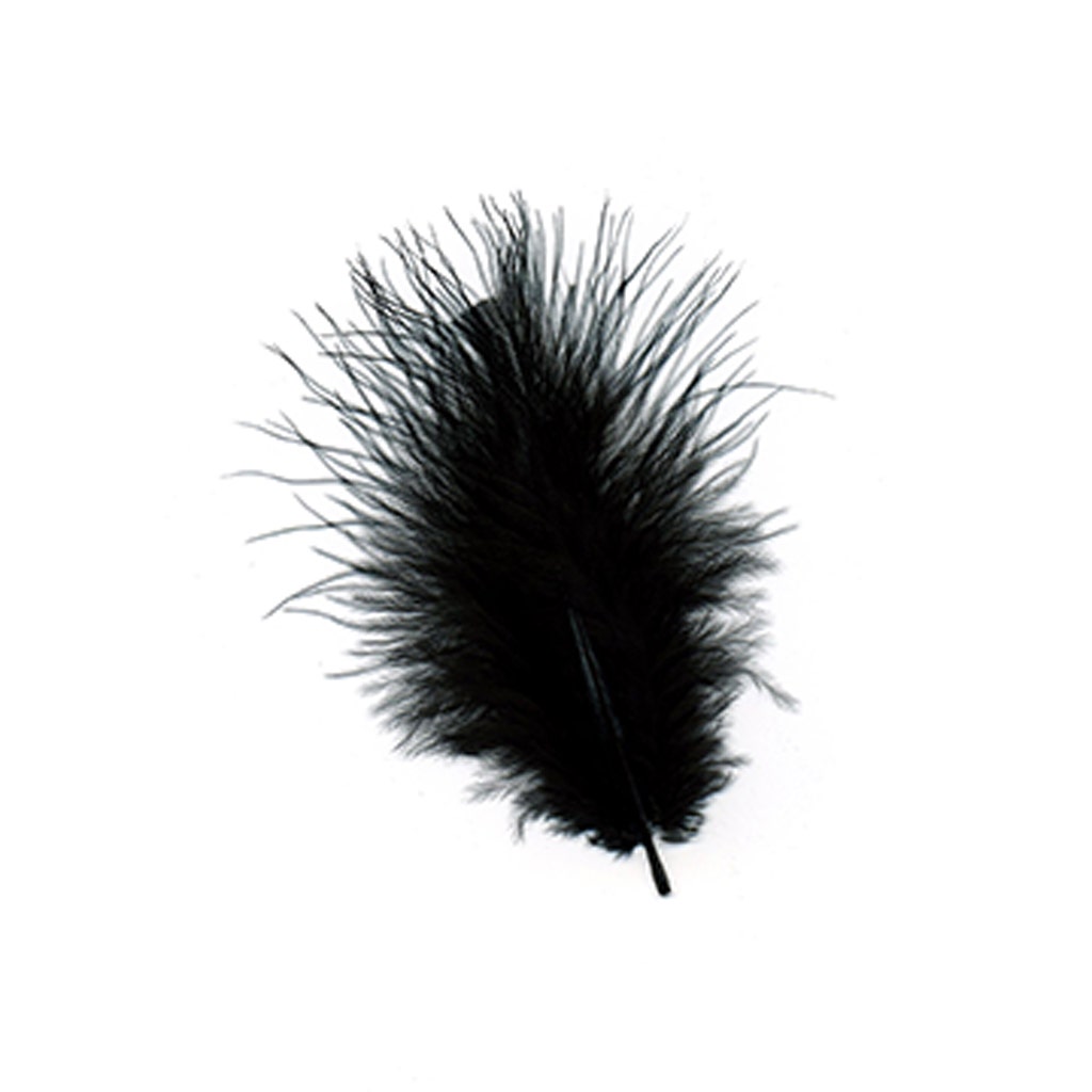 TURKEY MARABOU FEATHERS 1-4" - BLACK