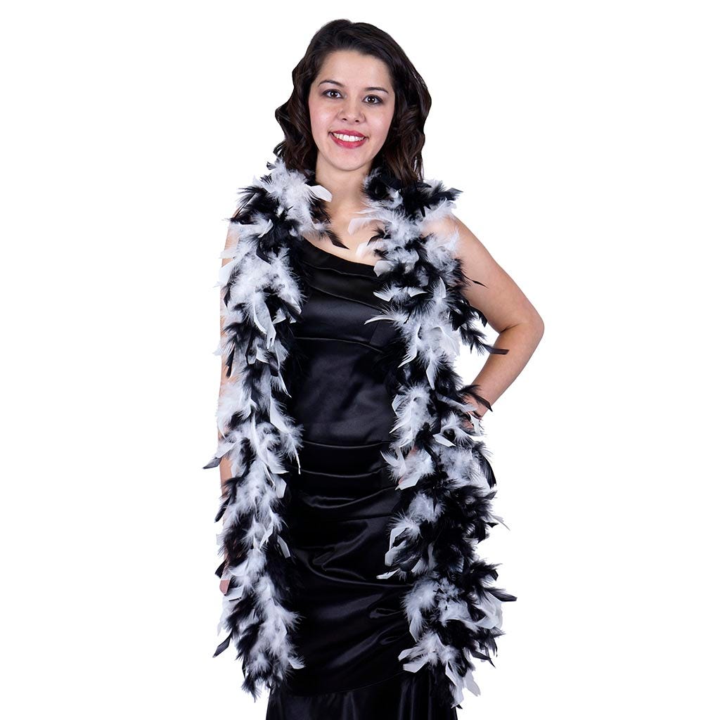 Chandelle Feather Boa - Lightweight - White/Black