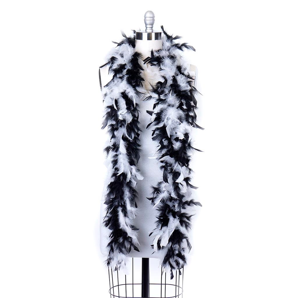 Chandelle Feather Boa - Lightweight - White/Black