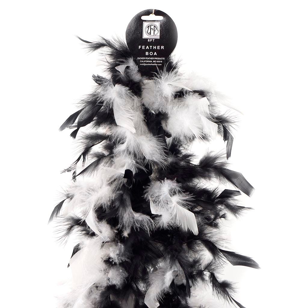 Chandelle Feather Boa - Lightweight - White/Black