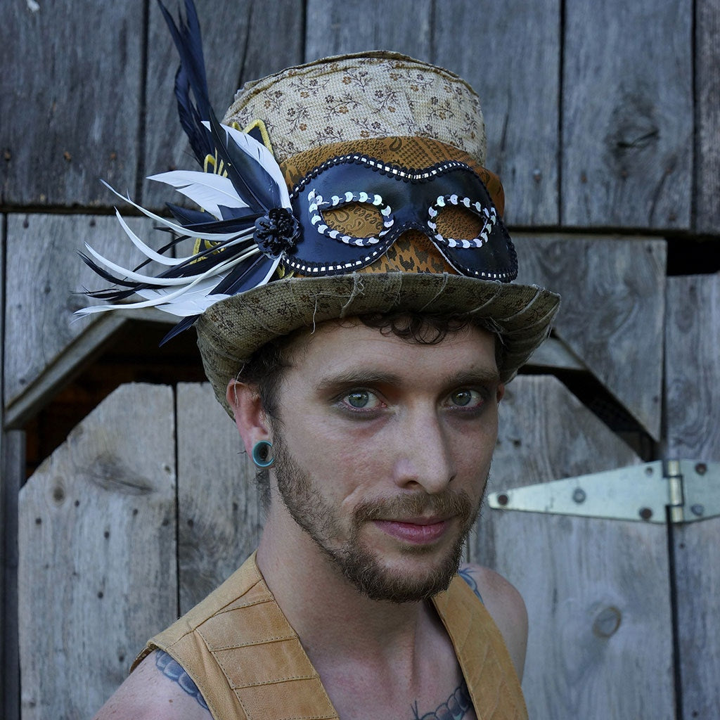 Black and White Feather Mask