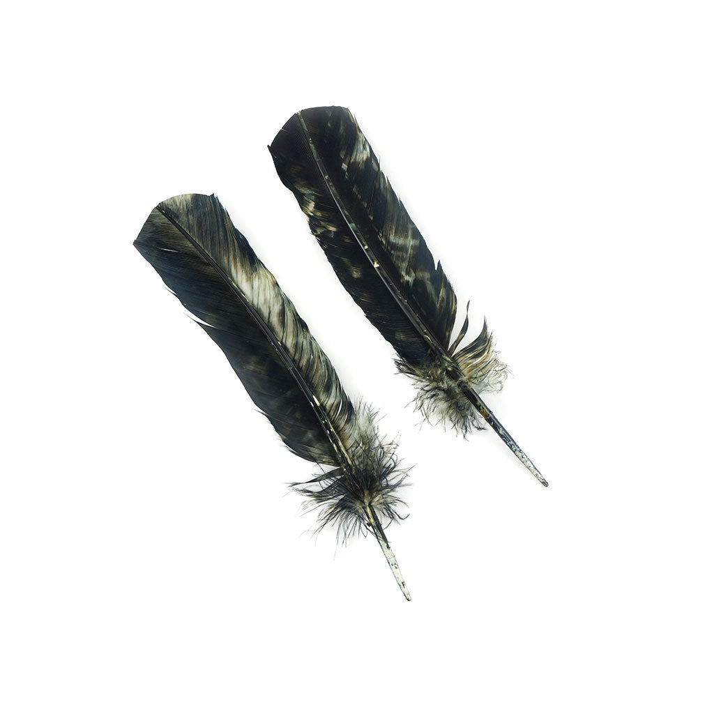 Turkey Quill Right Wing - Tie Dye Black & White