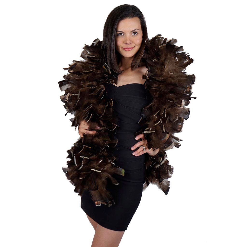 Turkey Ruff Feather Boa - Bronze - Natural