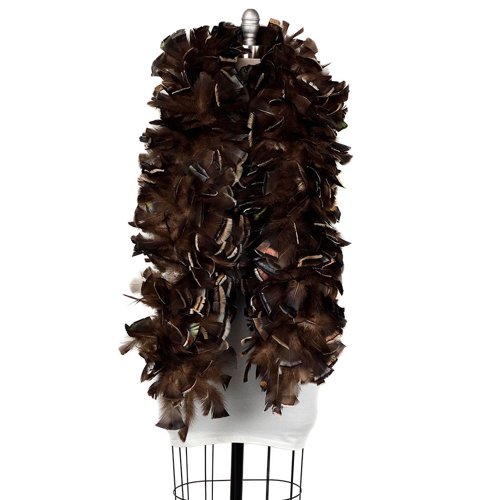 Turkey Ruff Feather Boa - Bronze - Natural