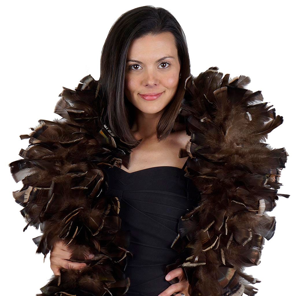 Turkey Ruff Feather Boa - Bronze - Natural