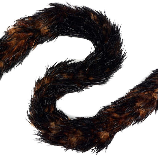 Tipped Red Saddle Rooster Feather Boa 5-6" - Natural/Brown