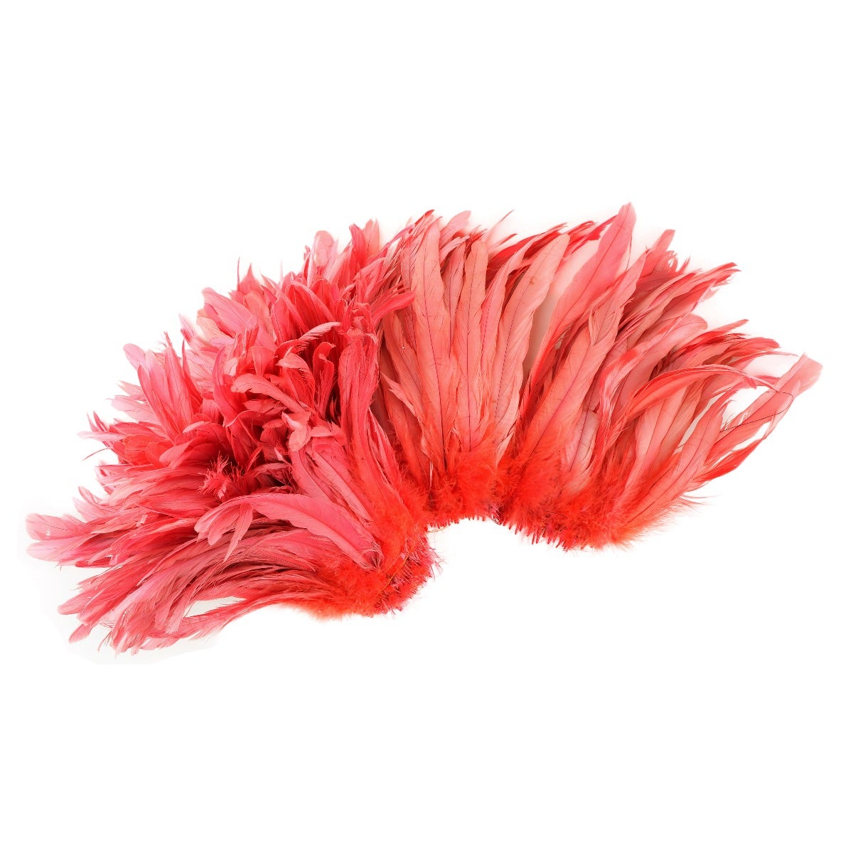 ROOSTER COQUE TAILS FEATHERS BLEACH DYED 7-10” - 1/2 Yard ( 18") - Coral