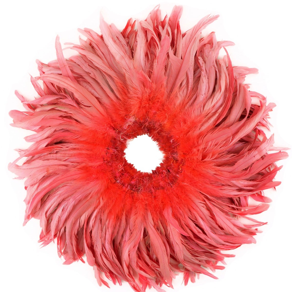 ROOSTER COQUE TAILS FEATHERS BLEACH DYED 7-10” - 1/2 Yard ( 18") - Coral