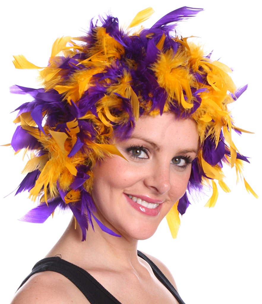 Chandelle Feather Wig-Mixed - Gold/Regal