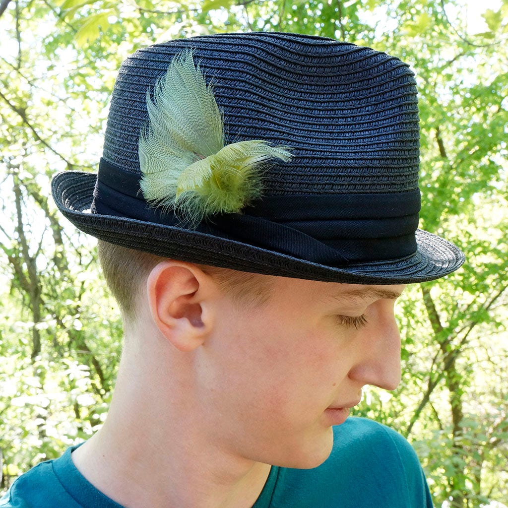 Feather Corsage w/Duck Mallard - Fl Chartreuse