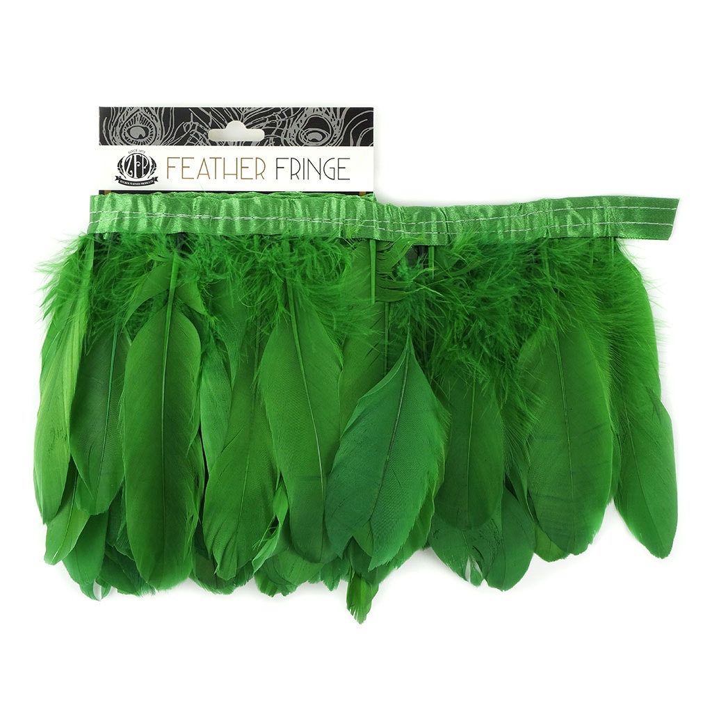 Parried Goose Pallet Feather Fringe - 6" - 1yd Kelly