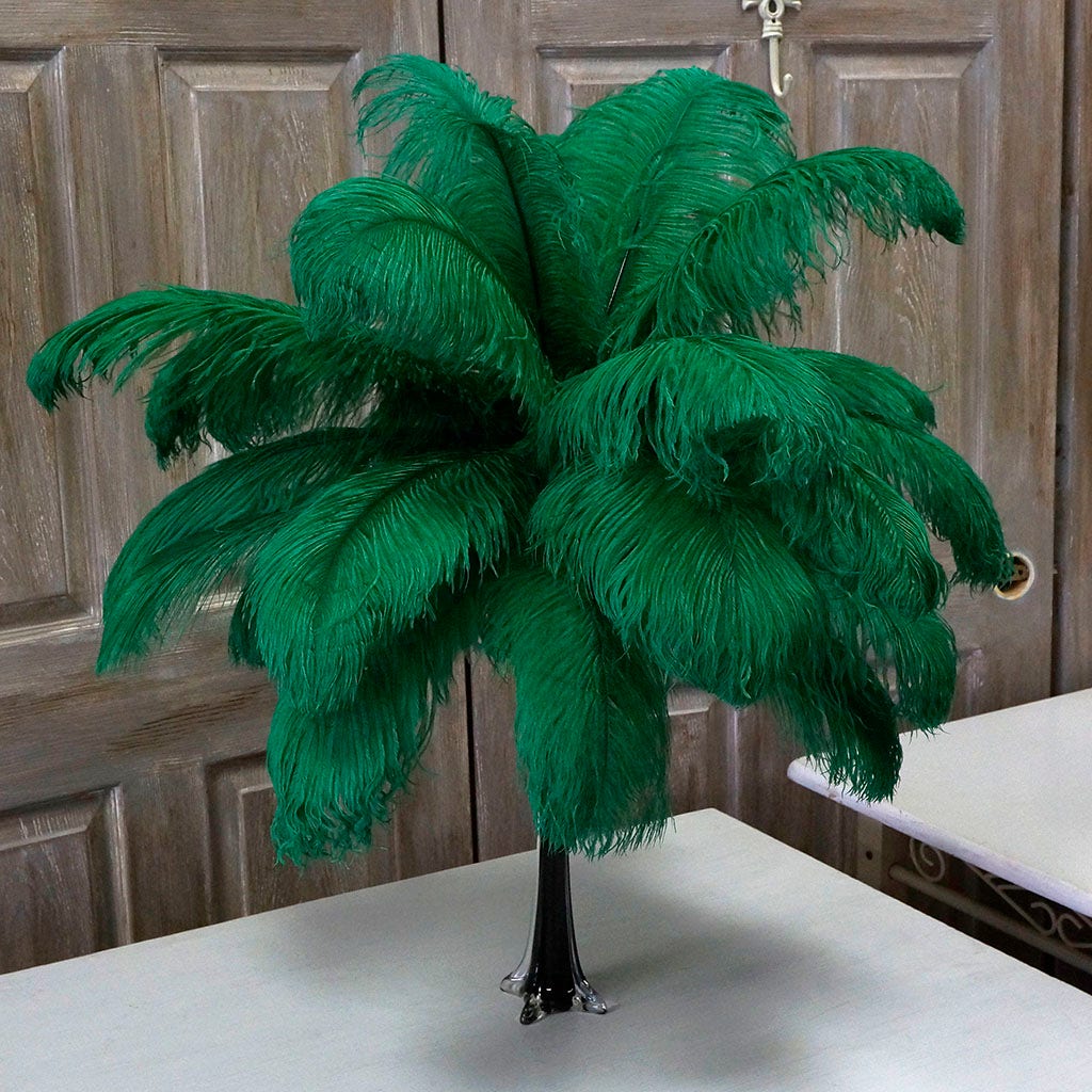 Ostrich Feather Drabs - 17-19" 12pcs - Emerald