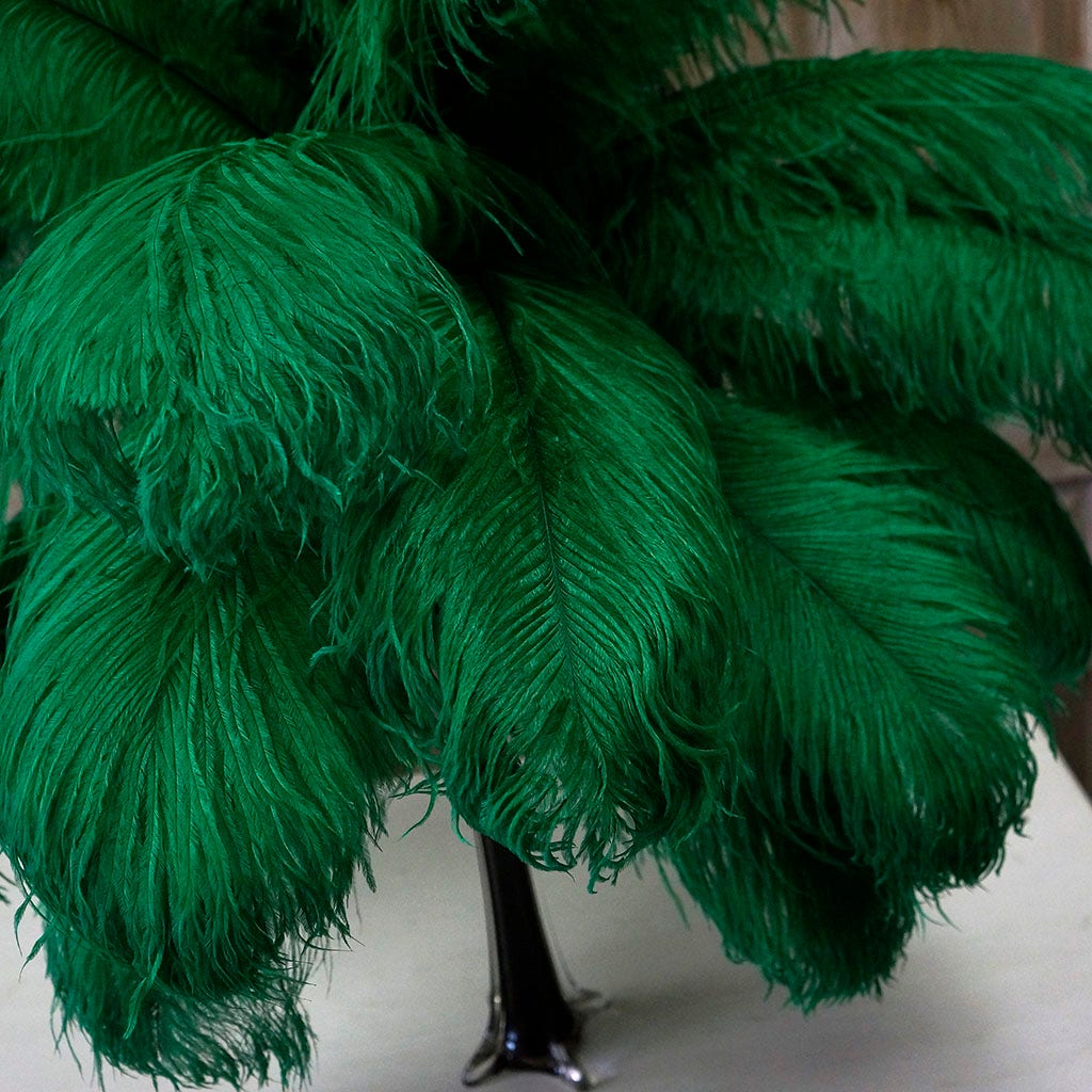 Ostrich Feather Drabs - 17-19" 12pcs - Emerald