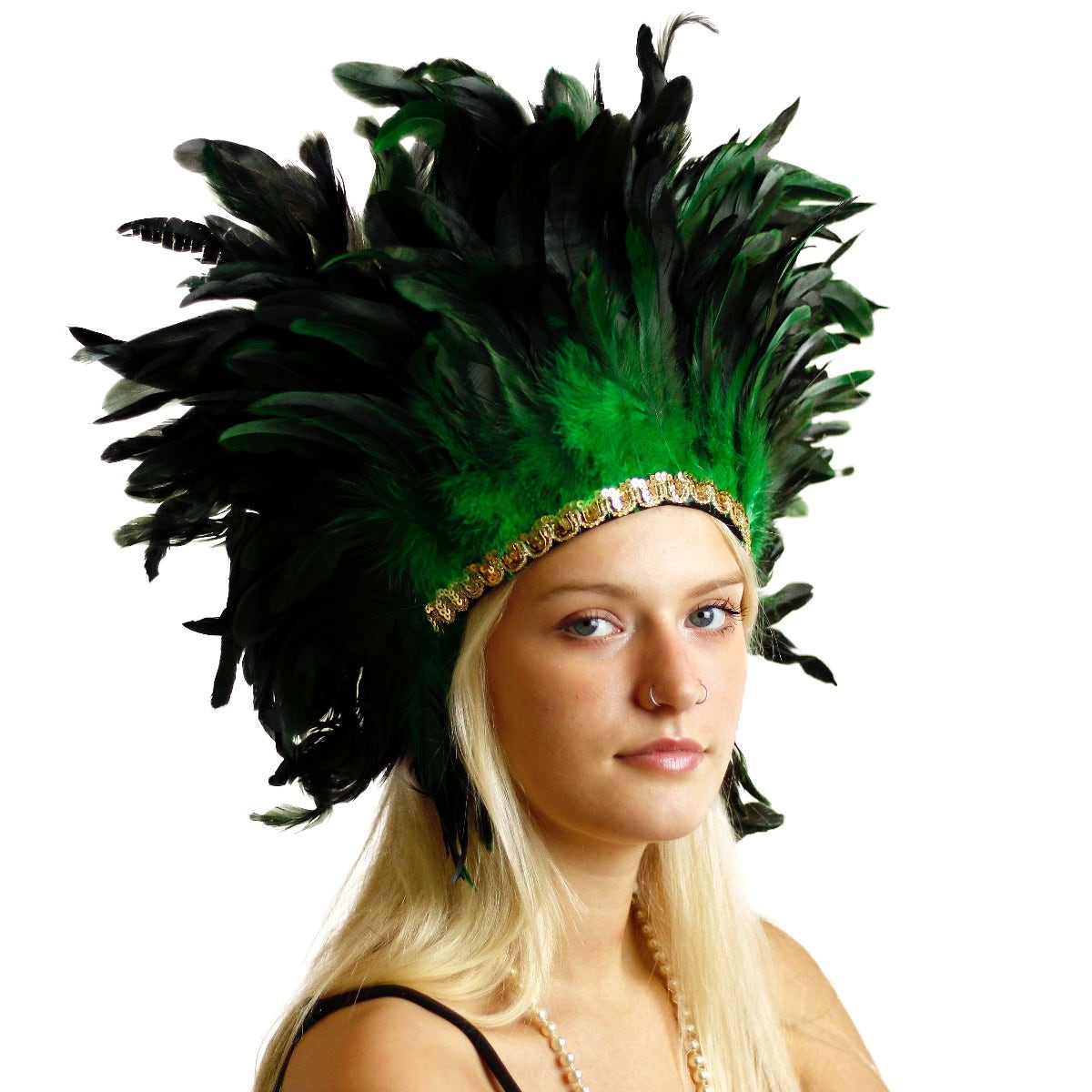 Mardi Gras Feather Headpiece Headdress Mardi Gras Top Sequined Bra