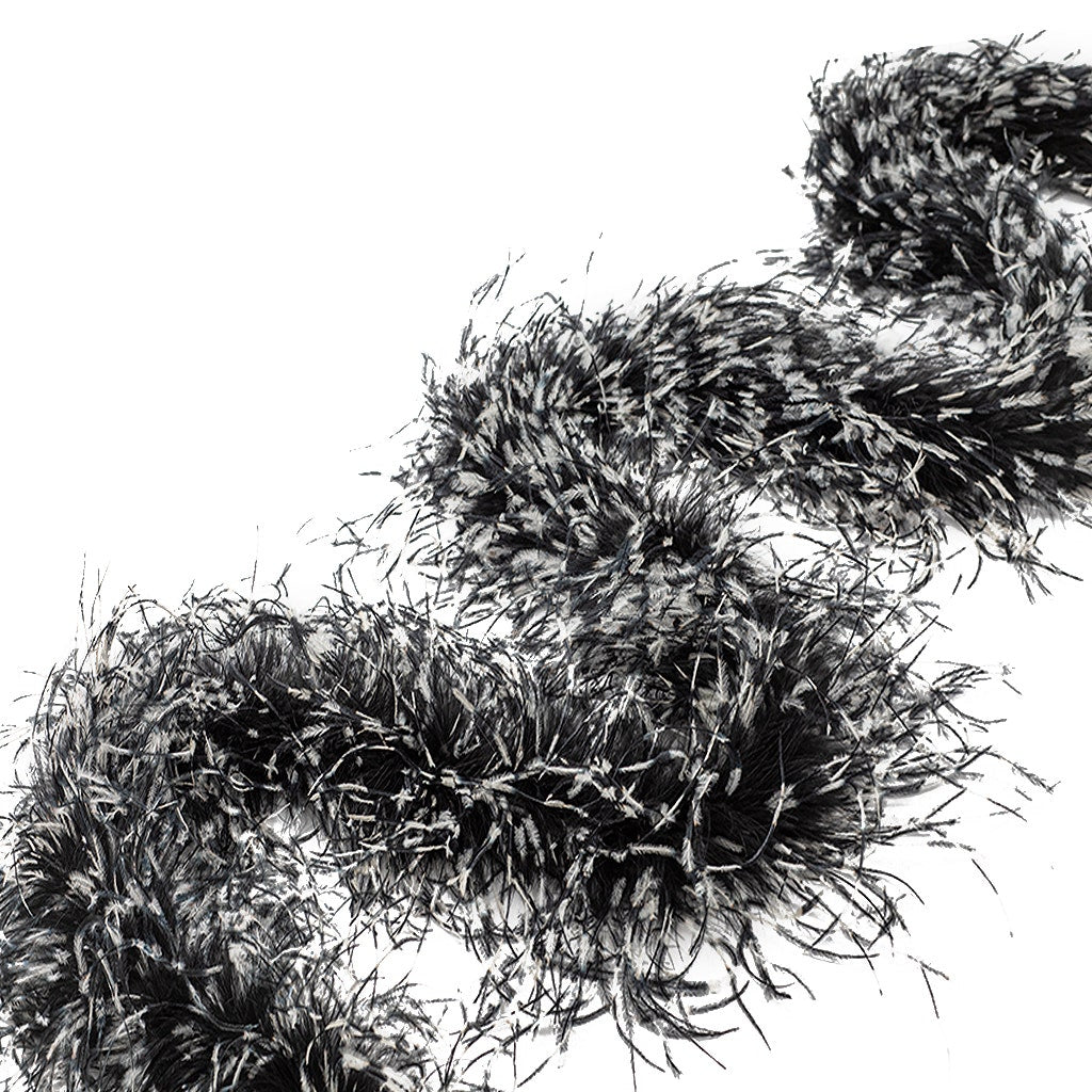 Stenciled Black/White/Black 2 Ply Ostrich Feather Boa