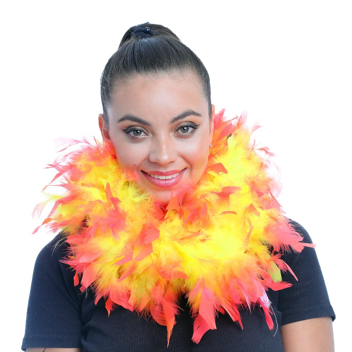 Chandelle Feather Boa - Medium Weight - Tipped - Fluorescent Yellow/Shocking Pink