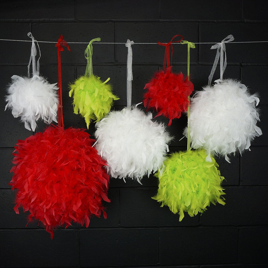 Chandelle Feather Pom Poms - Lime - 12"