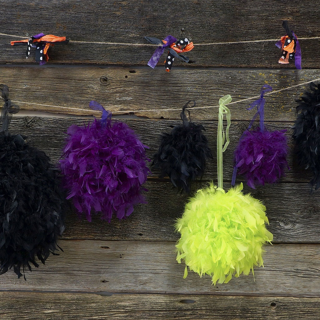 Chandelle Feather Pom Poms - Lime - 12"